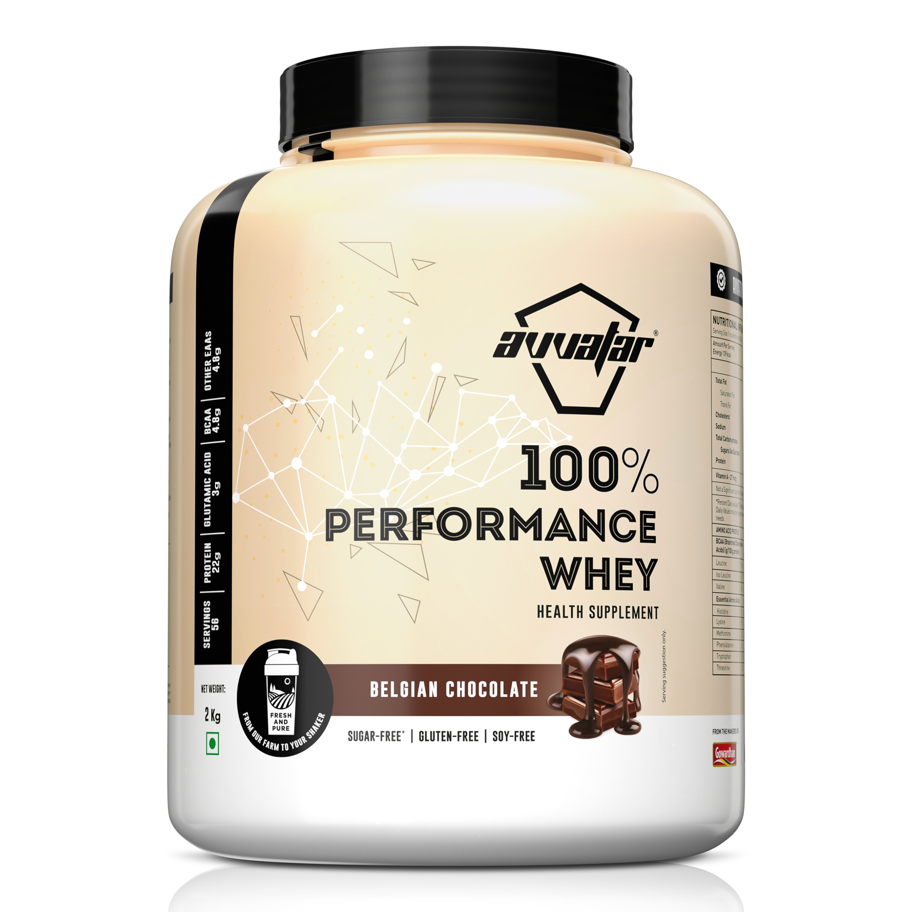 Enjoy the rich flavor of Belgian Chocolate in our 1 kg Performance whey protein powder. Elevate your workouts with Avvatar's irresistible offering. Order now!